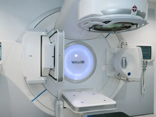 Patient receiving radiation therapy with linear accelerator in Hubli